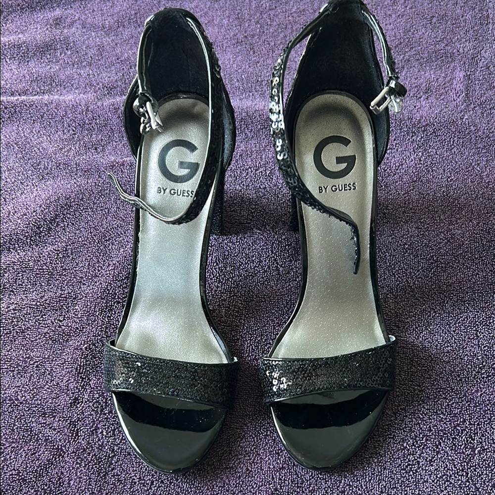 G by Guess Black Ankle Strap Heels